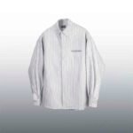 Wholesale Custom Shirt Back Suit Collar Fashion Striped Wash Loose Long Sleeve Lapel Shirt - Image 3